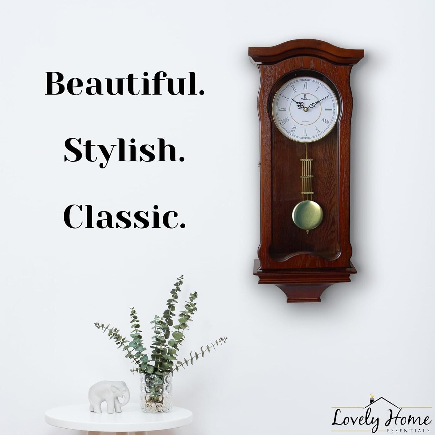 Classic Battery-Operated Pendulum Wall Clock - Silent & Decorative for Home