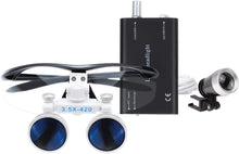 Load image into Gallery viewer, Professional 3.5X Dental Loupes with Adjustable Headlight &amp; Anti-Fog Features