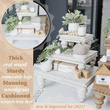 Load image into Gallery viewer, Handmade Wooden Decorative Tiered Trays - Set of 3 for Kitchen &amp; Tabletop