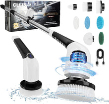 Load image into Gallery viewer, 3 Speed Power Scrubber with Long Handle &amp; Replaceable Brush Heads for Bathroom