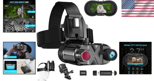 Hands-Free Night Vision Goggles with 8X Zoom - Rechargeable Infrared Binoculars
