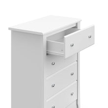 Load image into Gallery viewer, Durable White 4 Drawer Dresser for Kids - Safety Tested Nursery Storage Solution