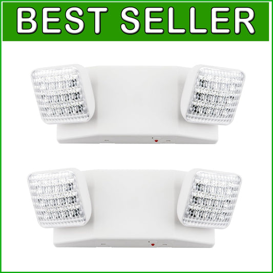 2-Pack LED Emergency Lighting Fixtures with Battery Backup - UL 924 Certified