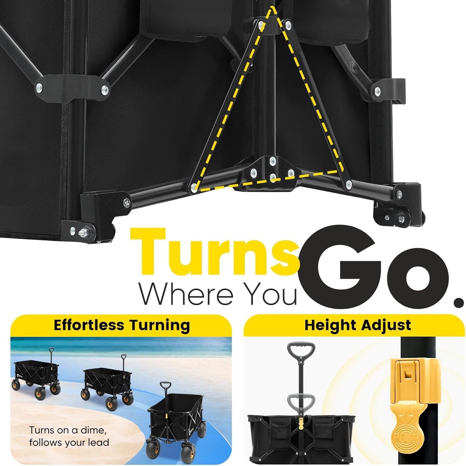 Oversized 200L Foldable Cart with Adjustable Handle for All-Terrain Convenience