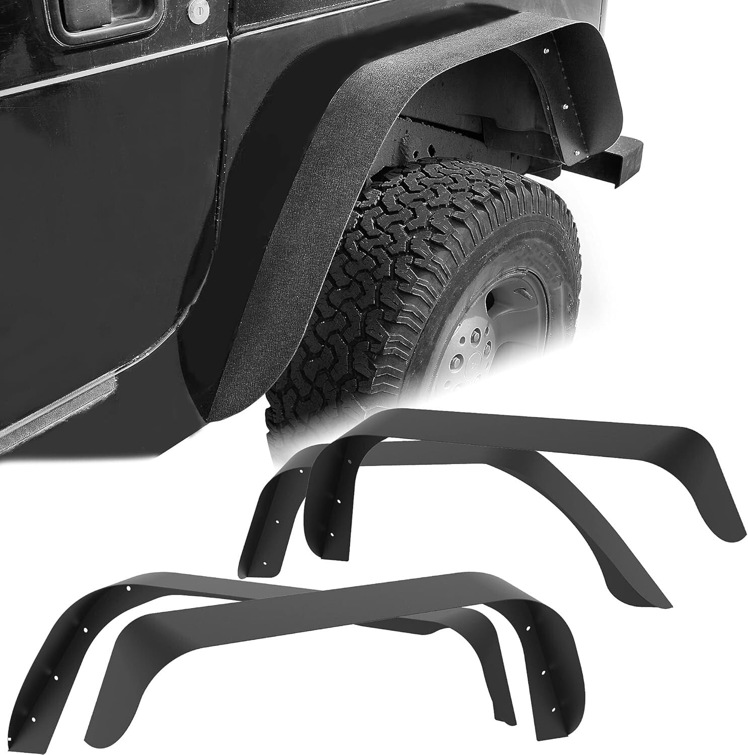 Heavy-Duty Steel Wheel Flares for 1997-2006 Jeep Wrangler TJ & LJ - Easy Install