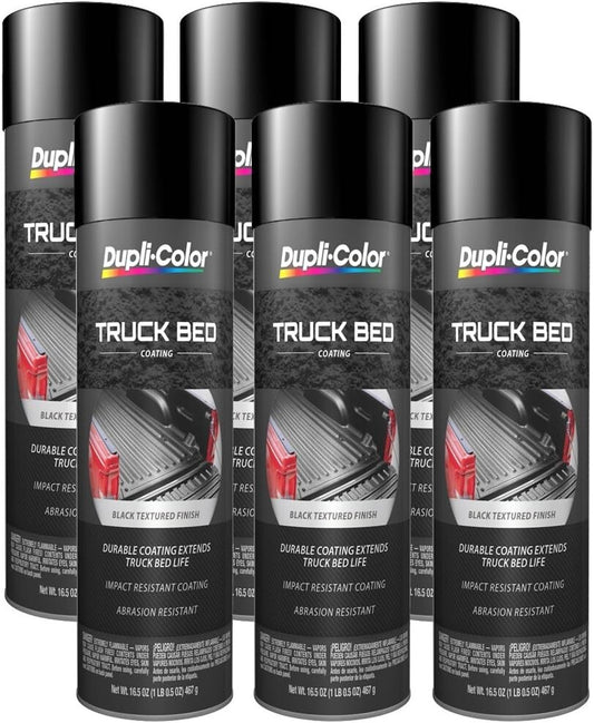 Black Truck Bed Coating Aerosol - 16.5 oz, Impact-Resistant Finish, Case of 6