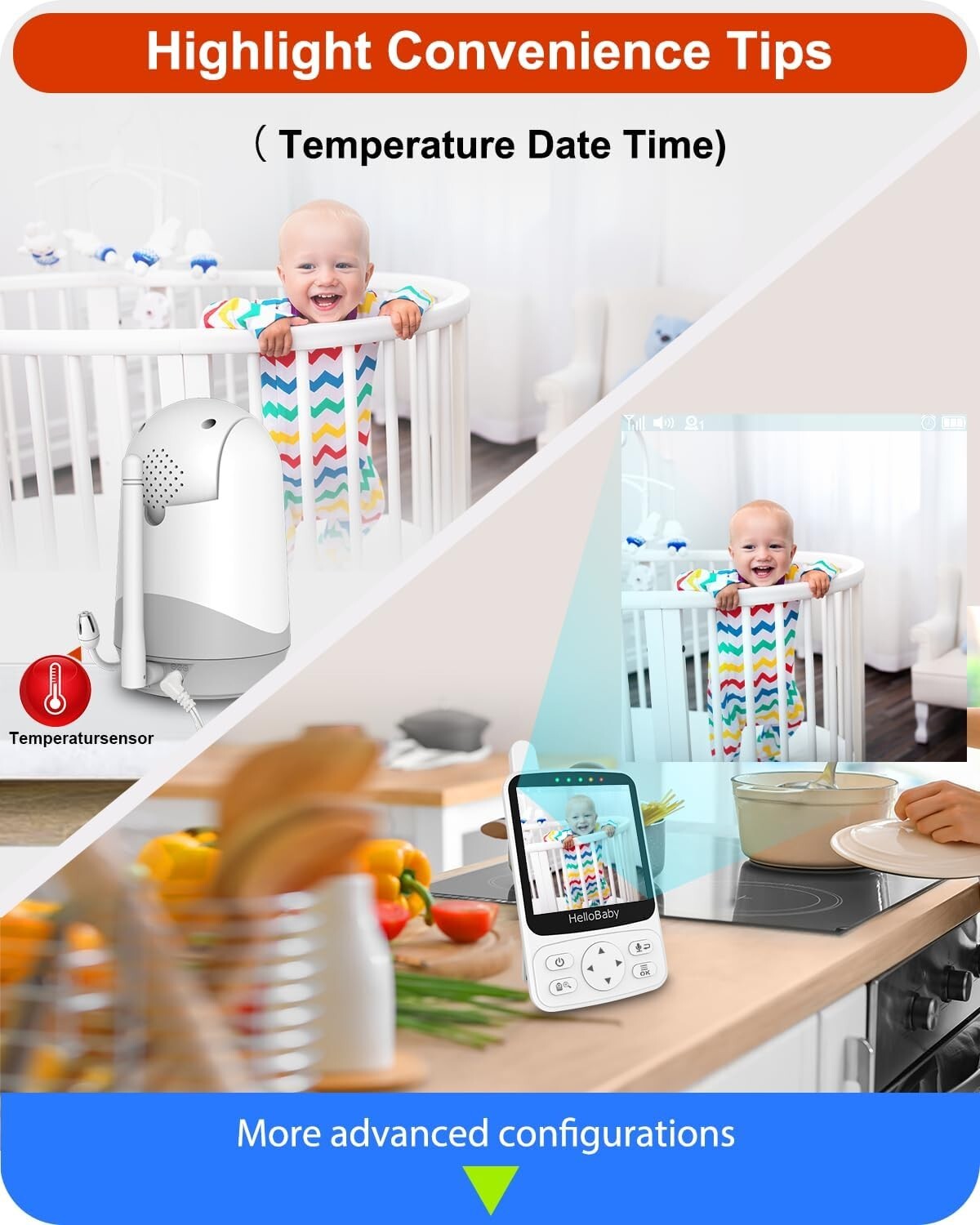 2-Way Talk Baby Monitor with PTZ, Night Vision & 26-Hour Battery Life for Travel