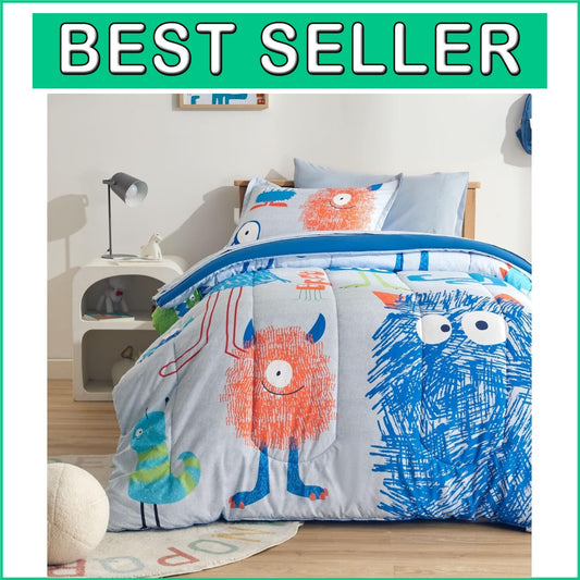 Cloud-Fluffy Kids Bedding Comforter Set - Full/Queen Multi-Piece with Monsters