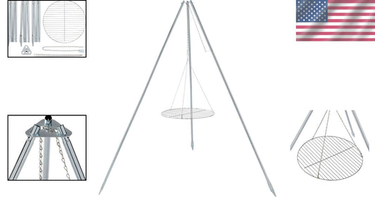 Adjustable Tripod Campfire Grill & Lantern Hanger - Cooking & Lighting Essential