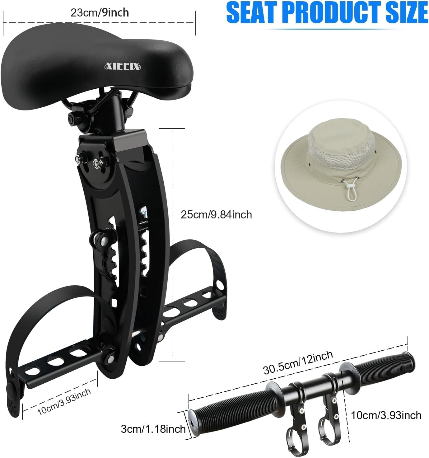 Easy-Install Child Bike Seat for Unisex Ages 2-5 with Handlebar Attachment