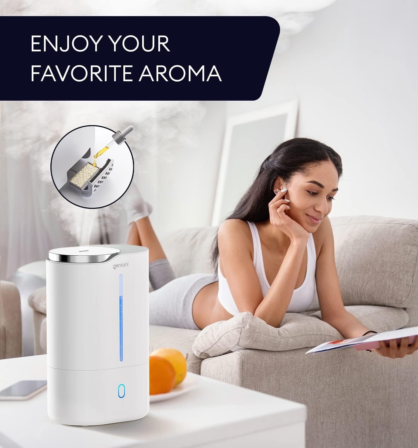 Cool Mist Ultrasonic 6L Humidifier with Night Light - Ideal for Babies & Plants