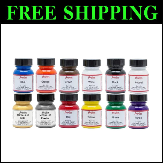 12-Pack Waterproof Acrylic Leather Paint Set - Vibrant Colors & Brush Included