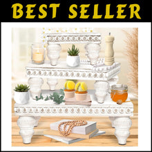 Load image into Gallery viewer, Handmade Wooden Decorative Tiered Trays - Set of 3 for Kitchen &amp; Tabletop