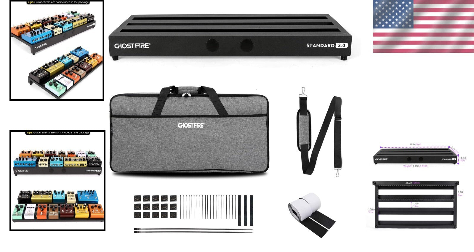 Aluminum Guitar Pedal Board 27.5''x12.5'' for Musicians - Ergonomic and Portable