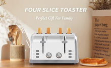 Load image into Gallery viewer, Versatile 4 Slice Retro Toaster with Cancel &amp; Defrost Functions for All Breads