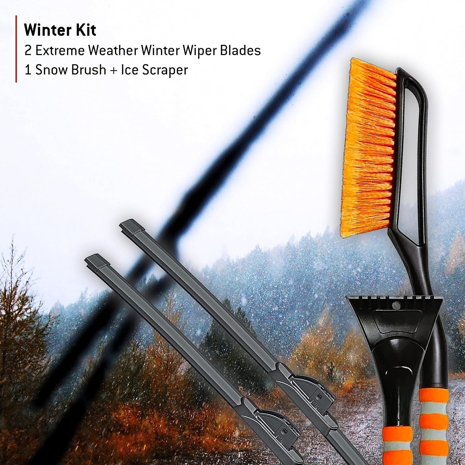 Premium Fit Wiper Blades Set 26" + 16" with Ice Scraper – Extreme Weather Ready
