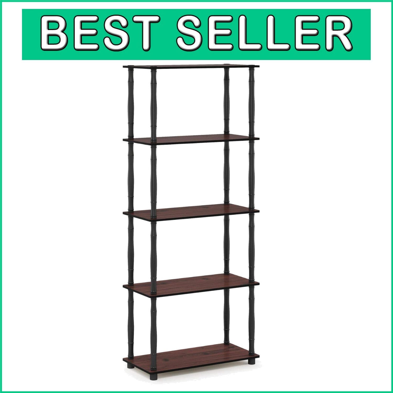 Elegant Dark Cherry Display Rack - 5-Tier Freestanding Multipurpose Solution