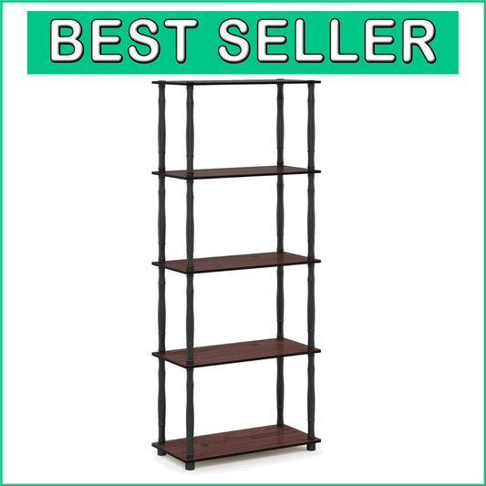 Elegant Dark Cherry Display Rack - 5-Tier Freestanding Multipurpose Solution