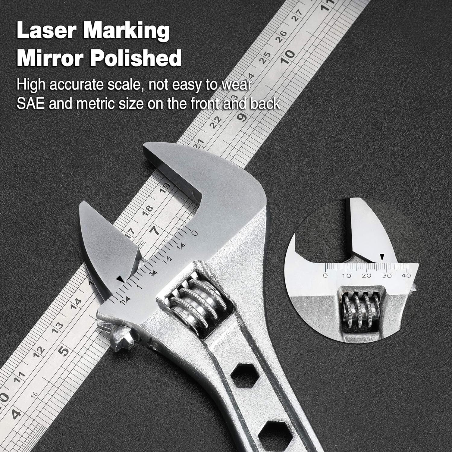 Durable 6-12 Inch Adjustable Wrench Set with Chrome Finish for Professionals