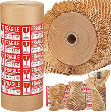 Load image into Gallery viewer, 15''x400' Honeycomb Wrap with 30 Fragile Labels - Ideal for Shipping &amp; Gifts