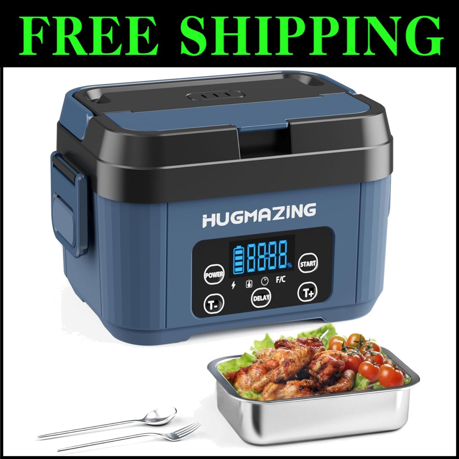 Reable Self-Heating Lunch Box with Adjustable Strap - Perfect for Men & Women