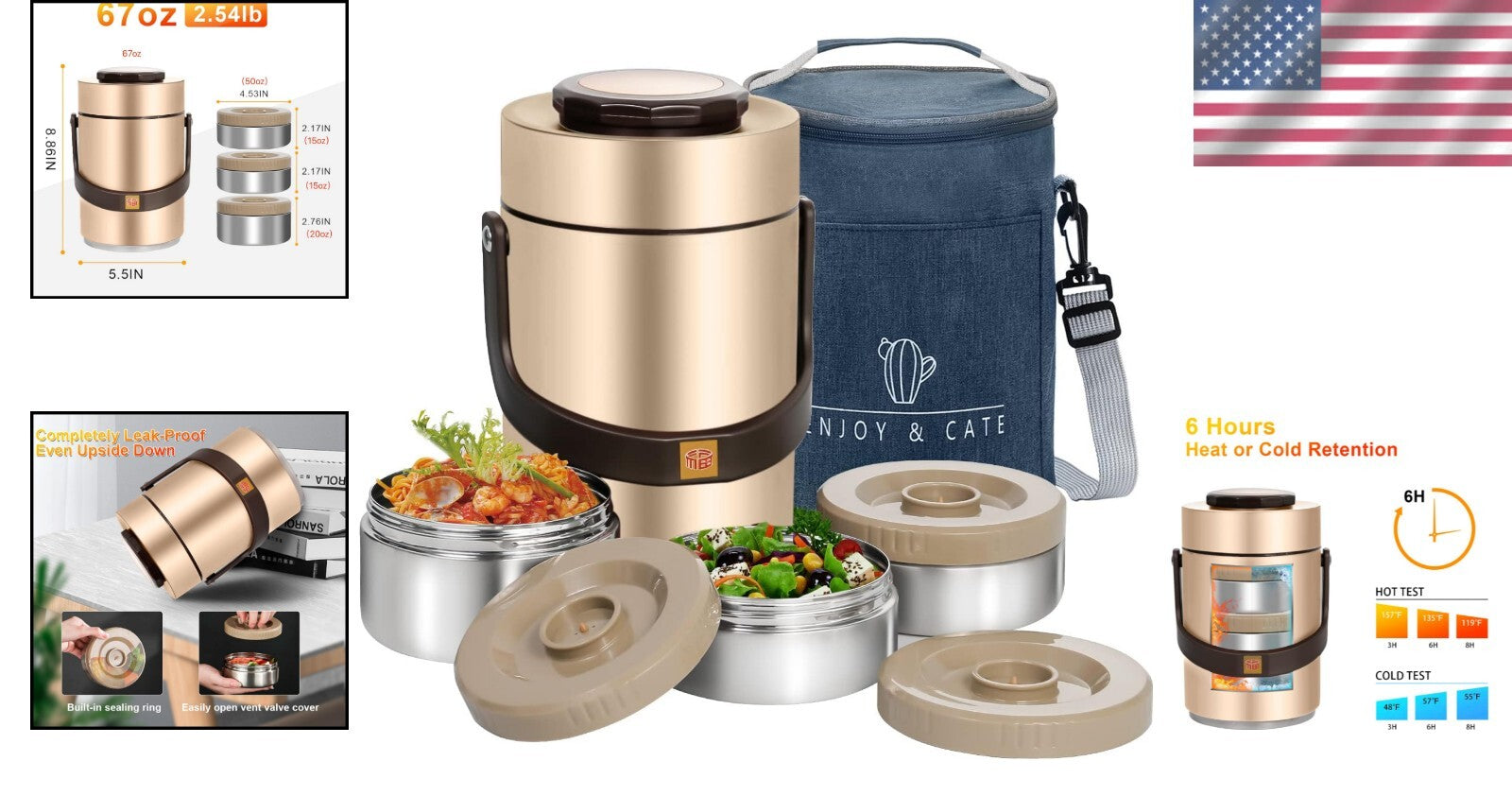 67 oz Stainless Steel Vacuum Insulated Soup Thermos - Stackable Food Container