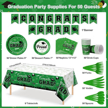 Load image into Gallery viewer, Class of 2025 Graduation Decorations - 357 Pcs Dinnerware, Banner &amp; Tablecloth
