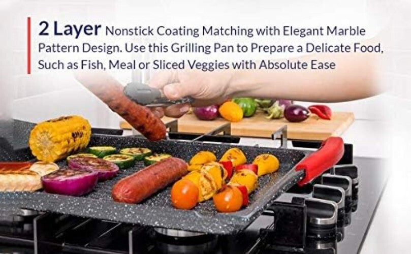 Lightweight 18" Rectangle BBQ Griddle Pan - Perfect for Fish, Veggies & Steak