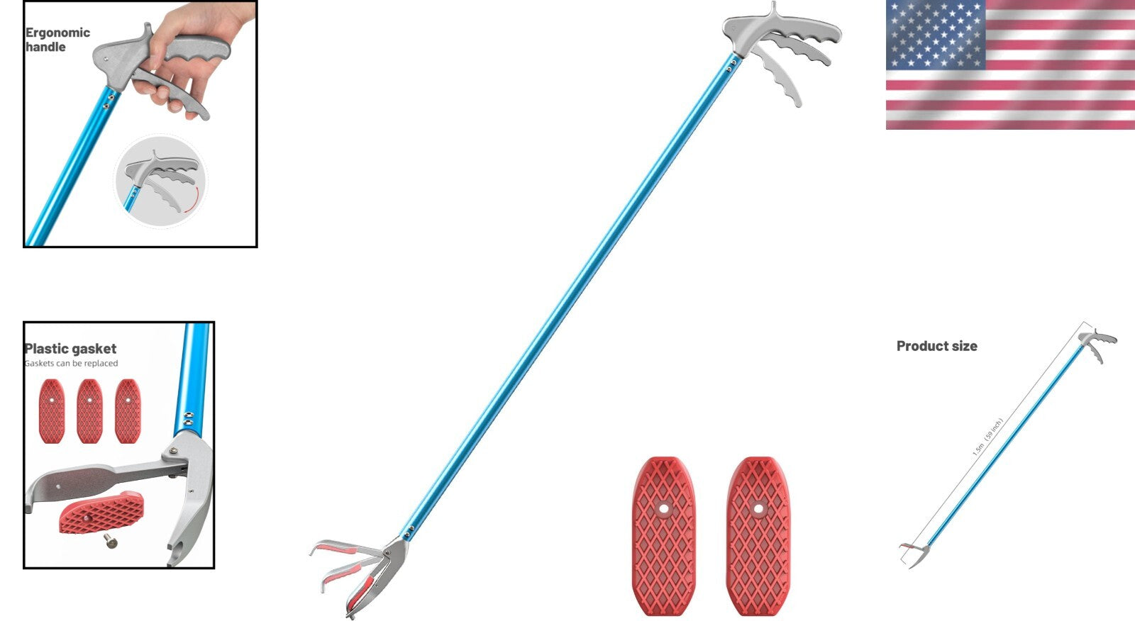 Ergonomic 60-Inch Snake Catcher with Protective Wide Jaw - Lightweight Alloy