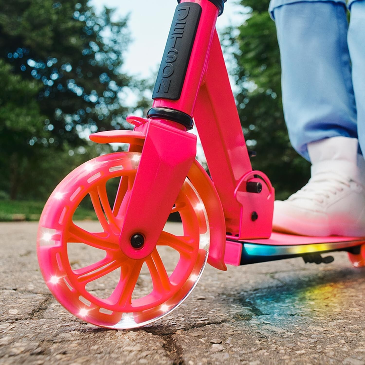 Light-Up Kick Scooter with Adjustable Handlebar for Kids - Highlight Pink