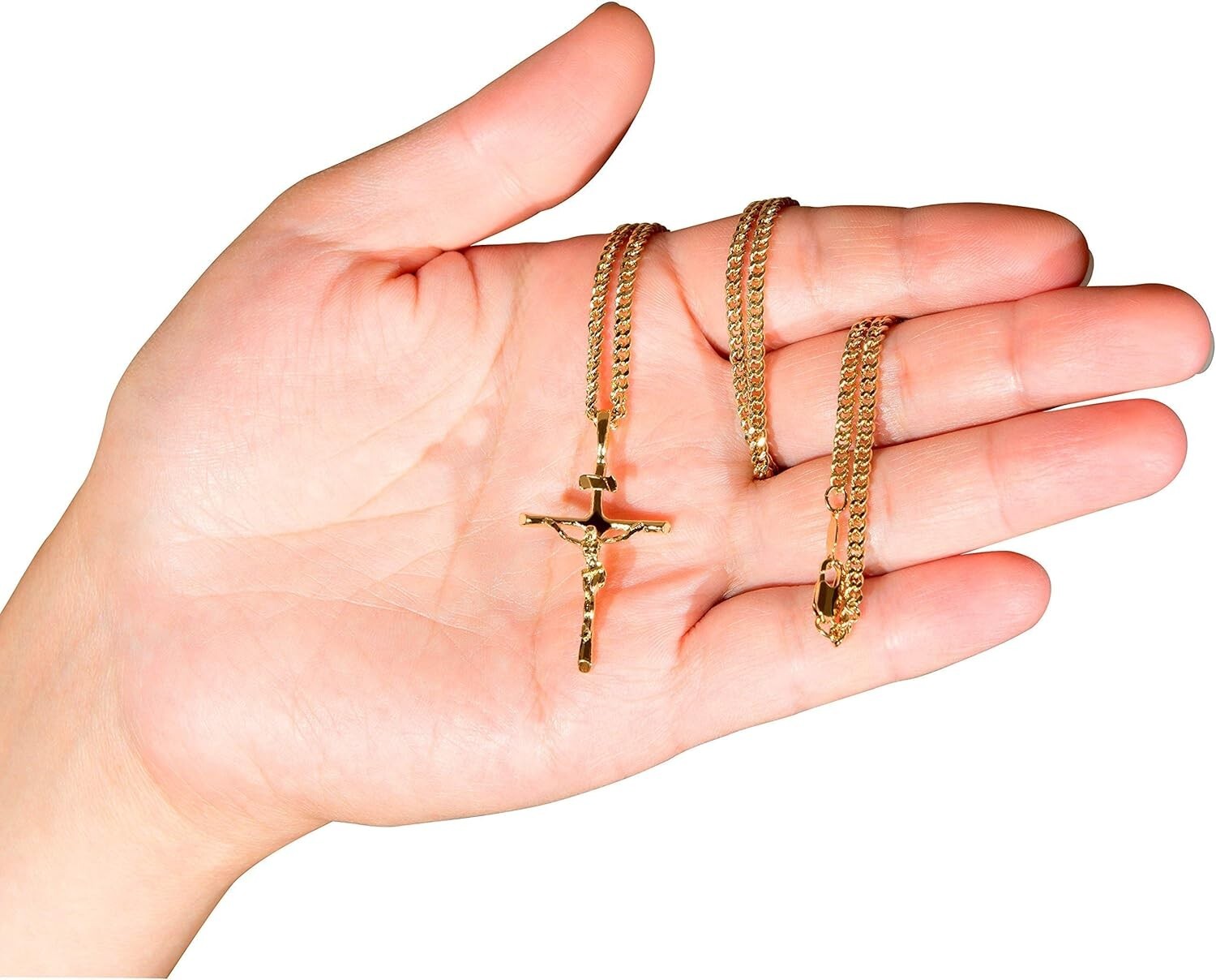 Durable 24K Gold Plated Crucifix Necklace – Yellow & White Gold Options