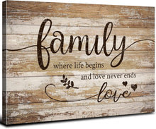 Load image into Gallery viewer, Large 32x48 Family Canvas Art - Motivational Wall Decor with Wood Grain