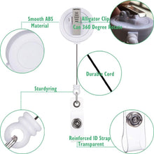 Load image into Gallery viewer, Bulk 100 White Retractable ID Badge Reels with 24-Inch Cord - Office &amp; School