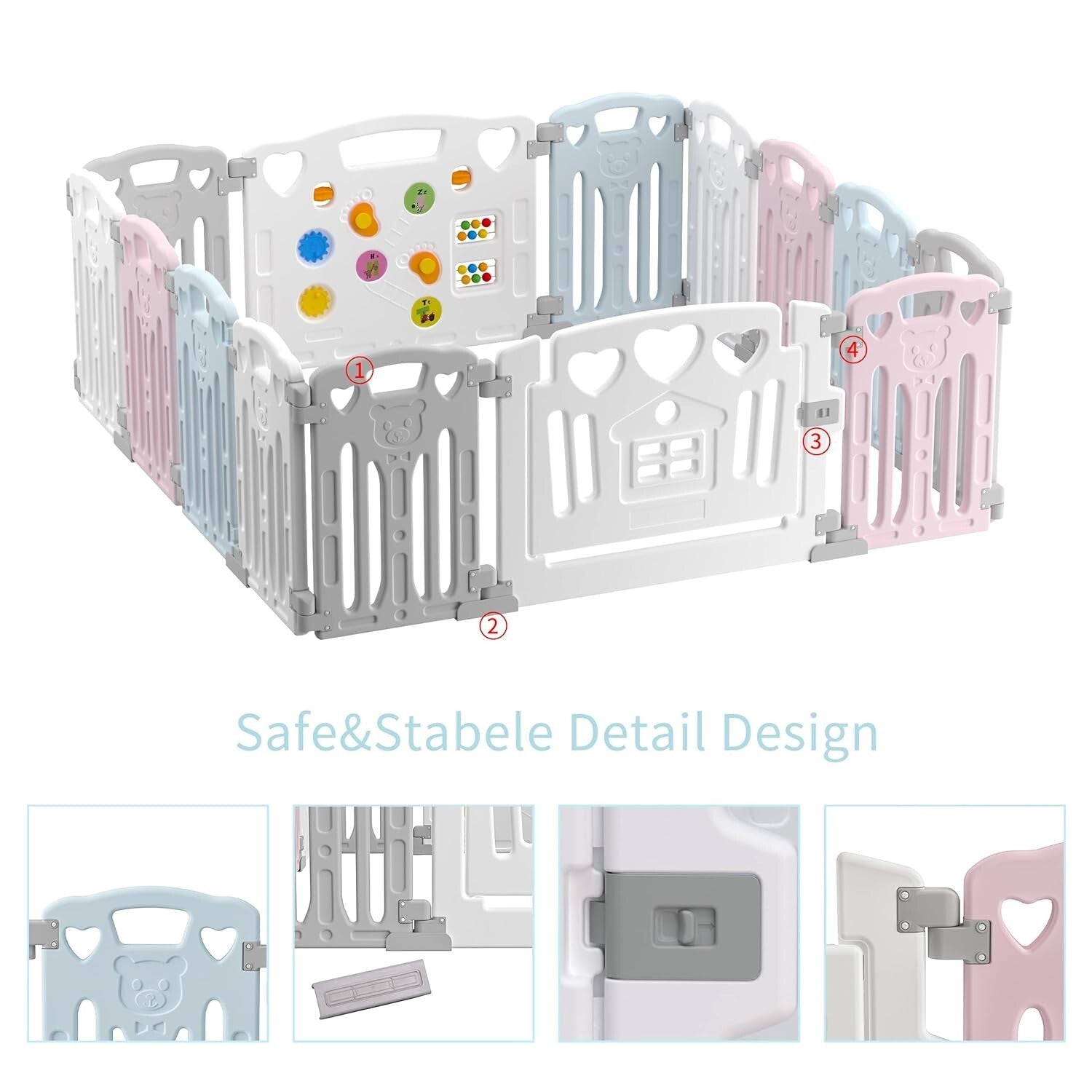 Spacious Multicolour Baby Playpen - Safe 14-Panel Activity Centre for Toddlers
