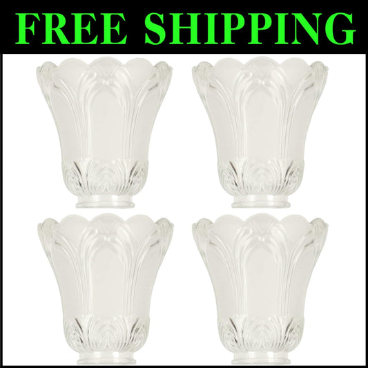 Clear & Frosted Glass Ceiling Fan Light Covers - Pack of 4, Transitional Style