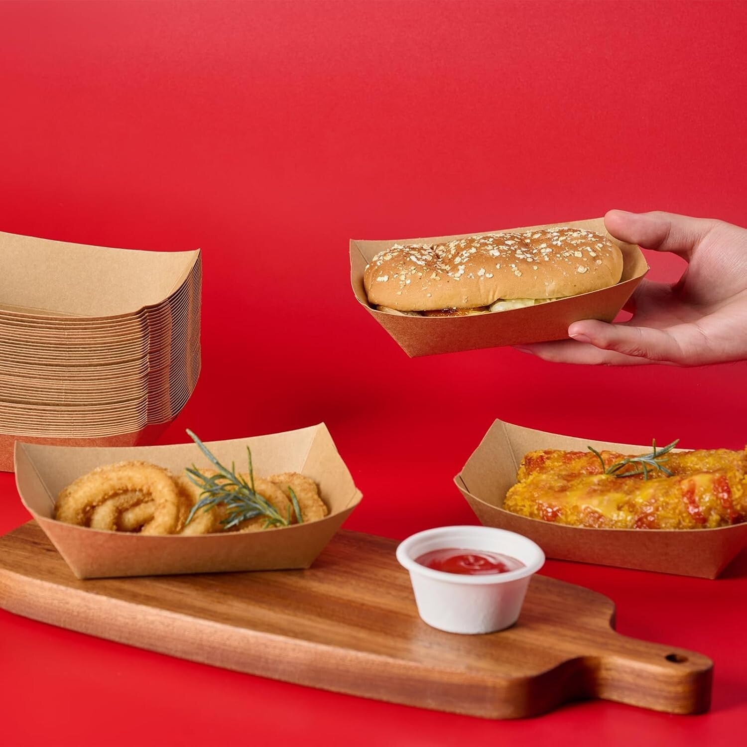 Sturdy 1000-Pack Kraft Paper Food Boats - Perfect for Nachos, Hot Dogs, & Fries