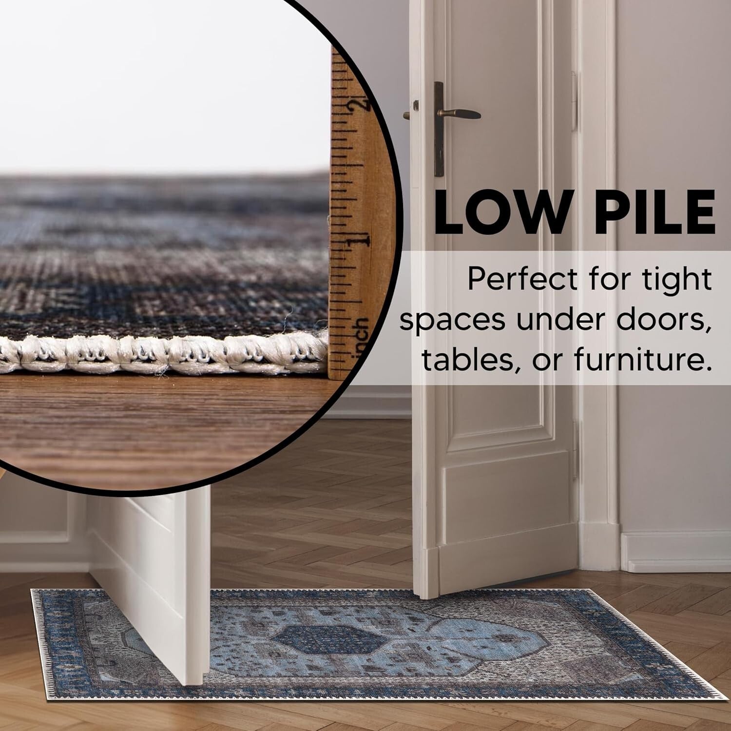 Durable 2' x 3' Non-Slip Rug, Machine Washable - Perfect for Hallways & Kitchens