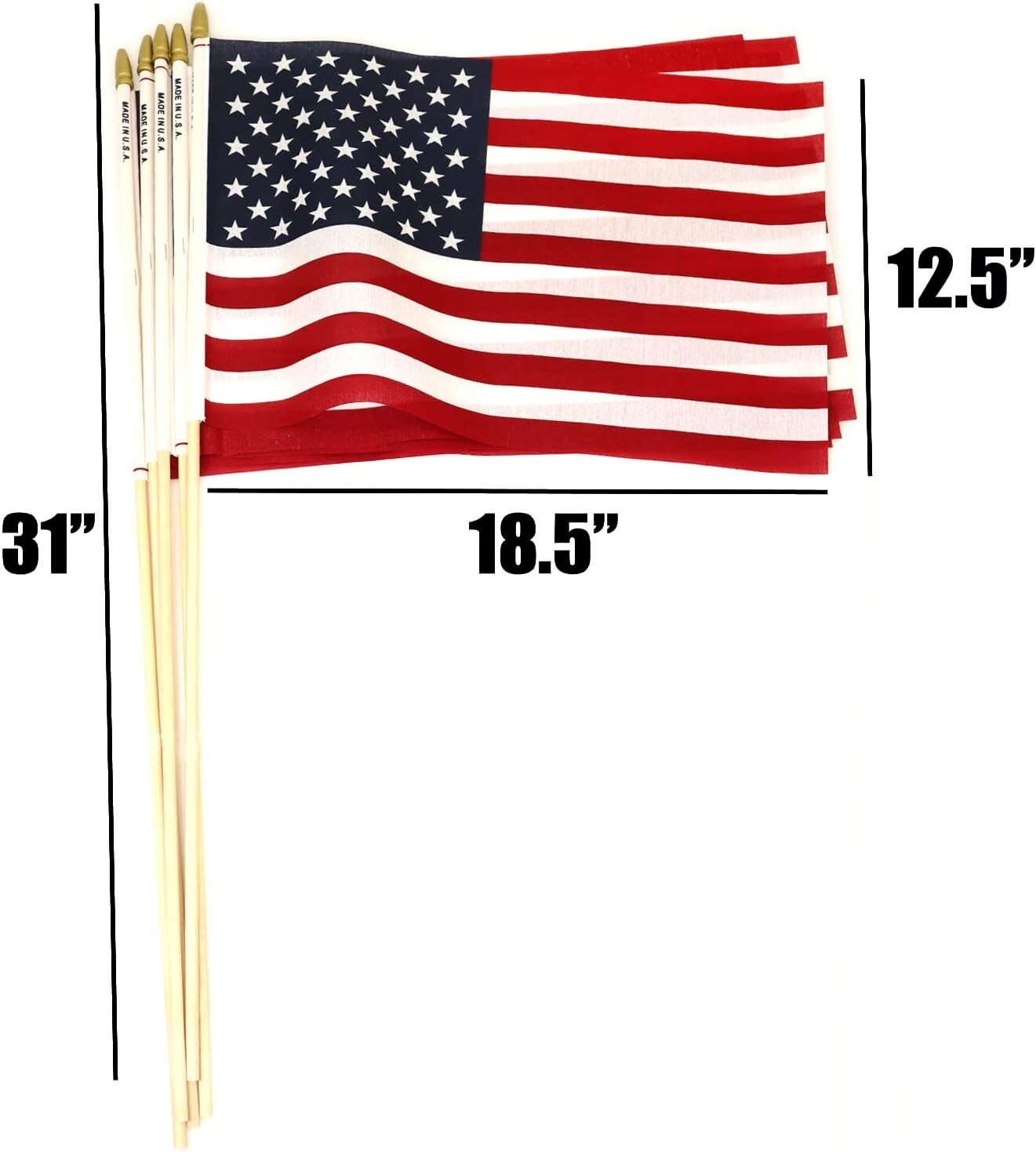 Elegant 24-Pack 12x18 Inch Patriot Stick Flags with Spear Tips for Celebrations