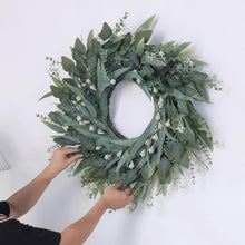 Load image into Gallery viewer, Vibrant 26-Inch Eucalyptus Wreath with White Accents for Porch and Windows