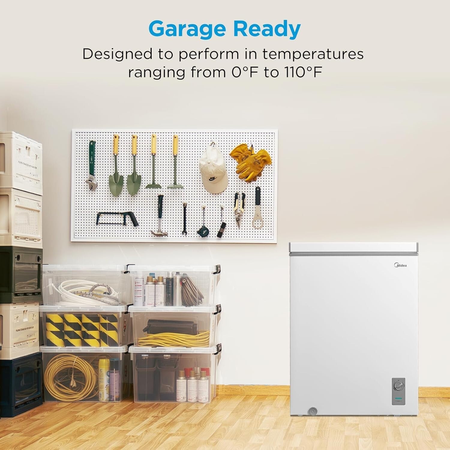 Durable 3.5 Cubic Feet Chest Freezer with Adjustable Legs & Stainless Steel Door