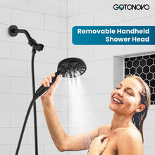 Load image into Gallery viewer, Modern Wall-Mount Shower Faucet Kit in Matte Black - 6 Spray Handheld Included