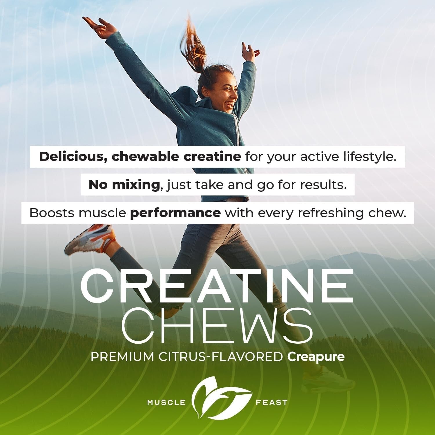 Chewable Vegan Creatine Tablets - 360 Lemon Lime Flavor for Workout Recovery