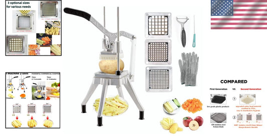 Heavy-Duty Stainless Steel Vegetable Dicer with Push Handle & Easy Clean Design
