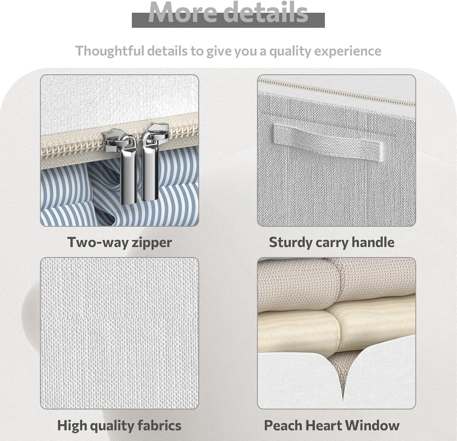 3-Pack Cream White Foldable Stackable Linen Storage Boxes with Clear Window