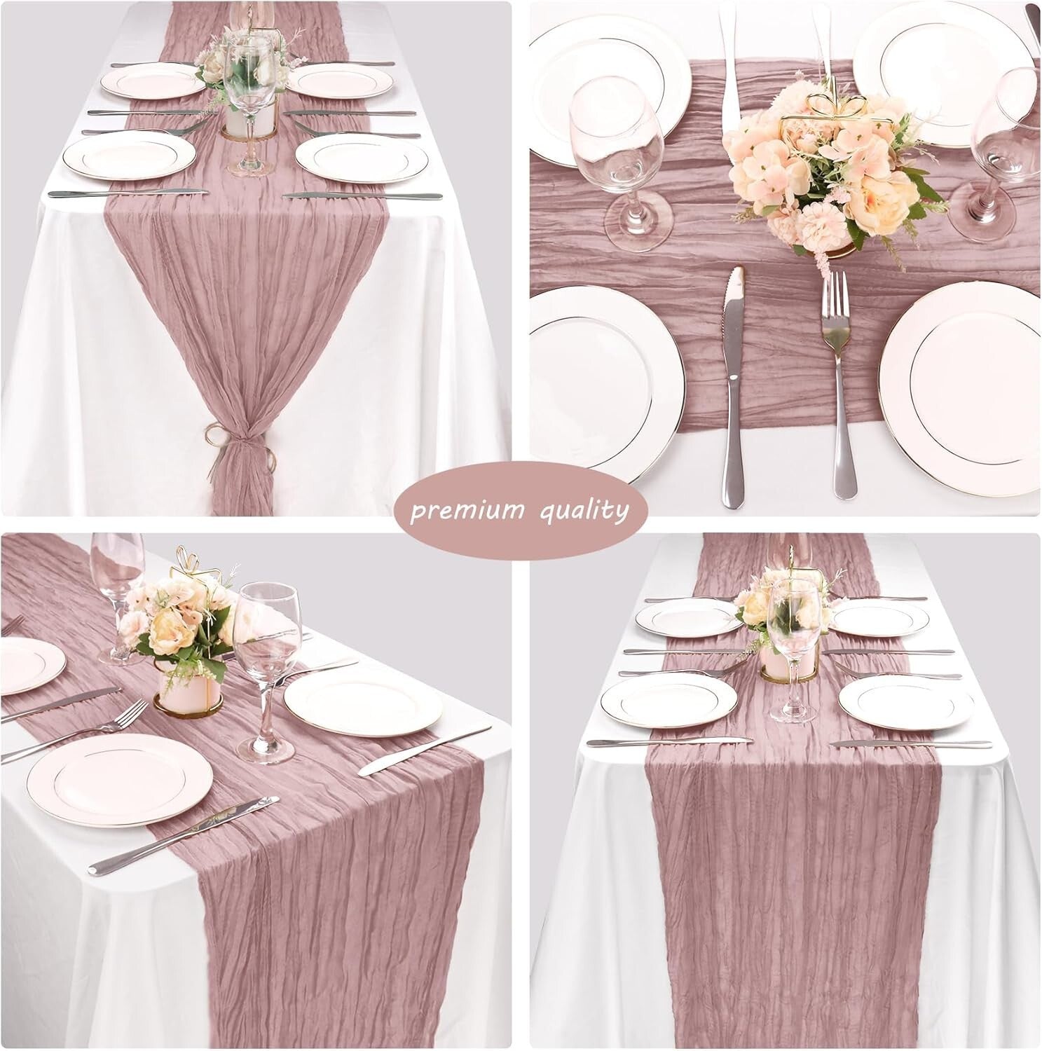 10Ft Dusty Pink Cheesecloth Table Runners - Perfect for Weddings & Celebrations