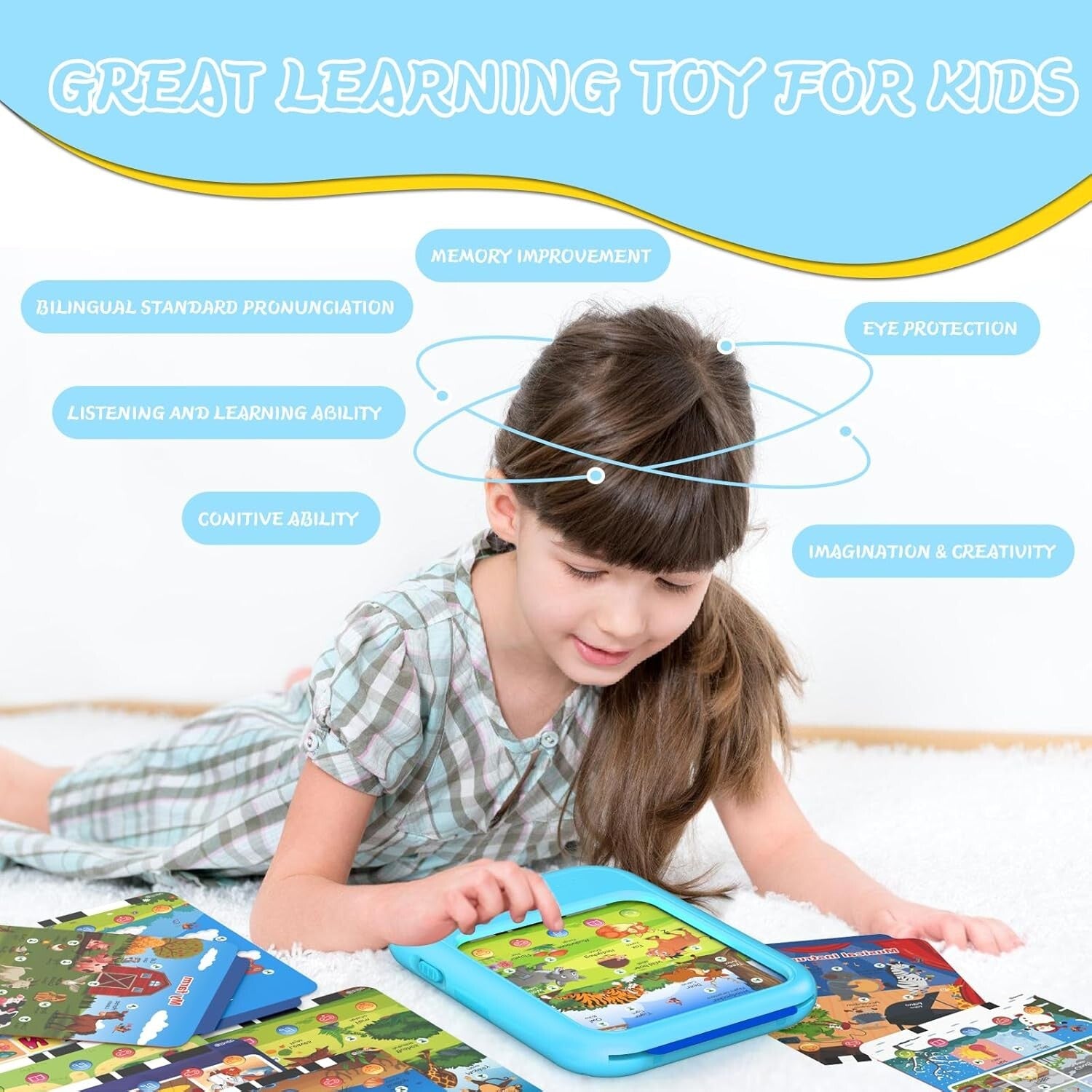 Bilingual Kids Educational Tablet Toy: 40 Themes for Interactive Learning