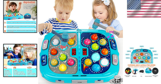 Deluxe Whack Mole Toy with 2 Hammers for Boys & Girls - Colorful Gameplay