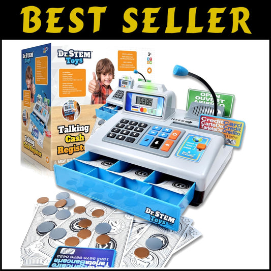 Durable Cash Register Play Set: 69 Pieces with Interactive Voice and Languages