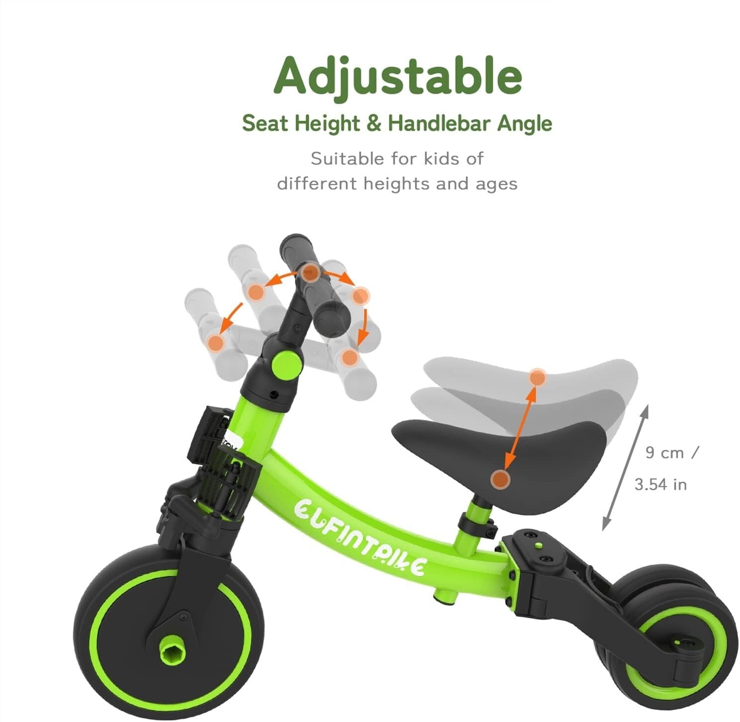 Durable Carbon Steel Toddler Bike: Balance Training Tricycle for Ages 10m-4yr