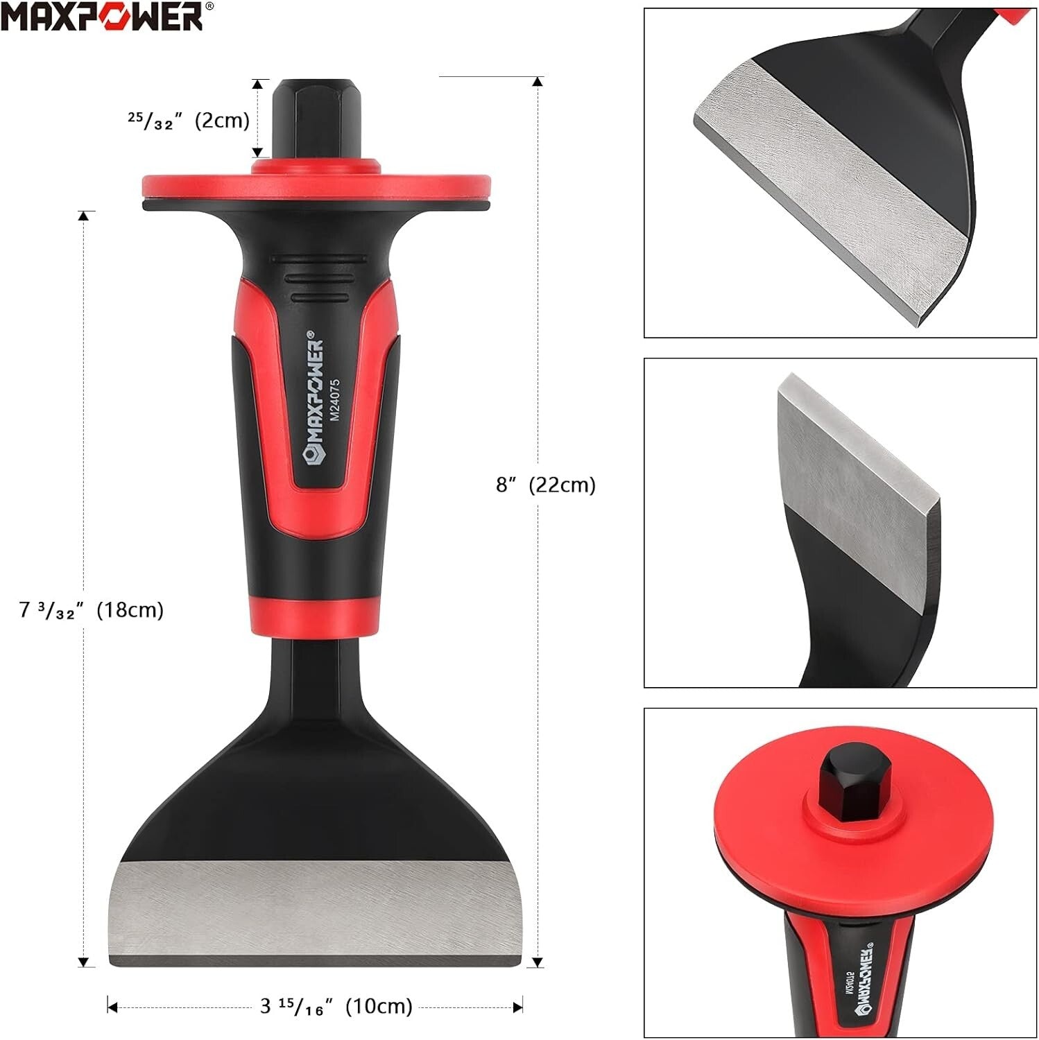 Durable Masonry Chisels: 11" Point & Flat, 8" Brick Chisel with Hand Guard